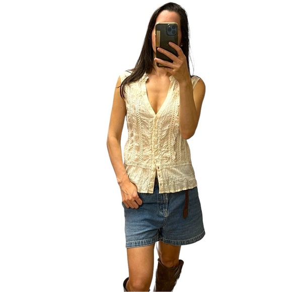 SOLD 🔴 Conrad lace embroidered vest top size 16 beige tan vintage - Picture 14 of 14